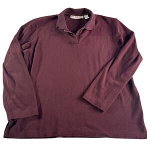 Josephine Chaus Sport Womens Large Brown Knit Polo Shirt Short Sleeve Stretch